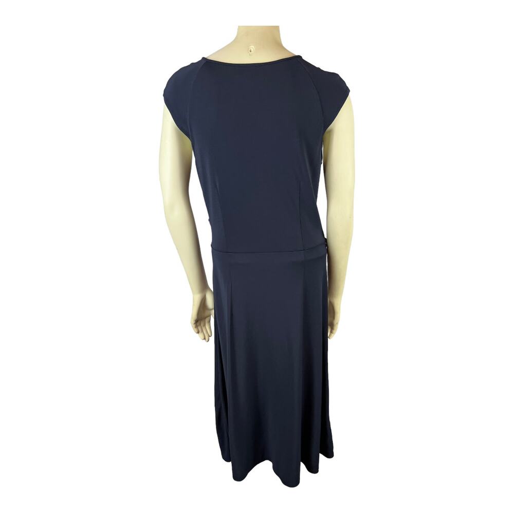 Ann Taylor Loft sz 10 Womens Navy Blue Rayon blend faux wrap dress - Picture 6 of 7